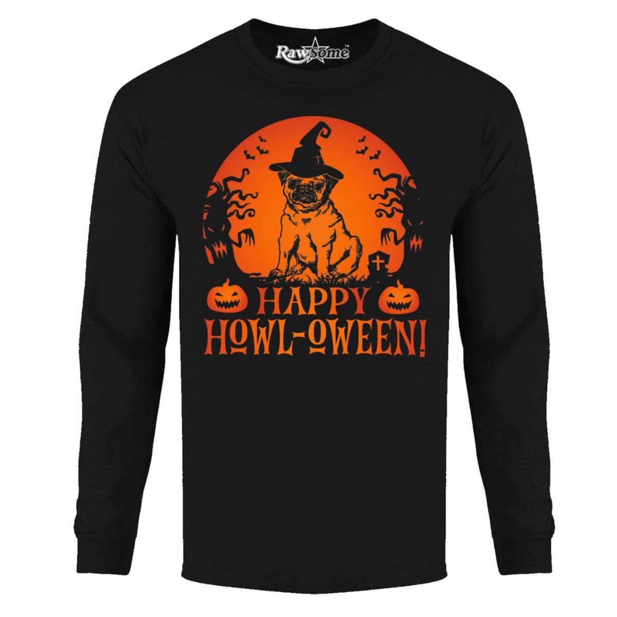 Men's Creepy Halloween Long Sleeve Shirt - Small - Happy HoWL-oWEEN