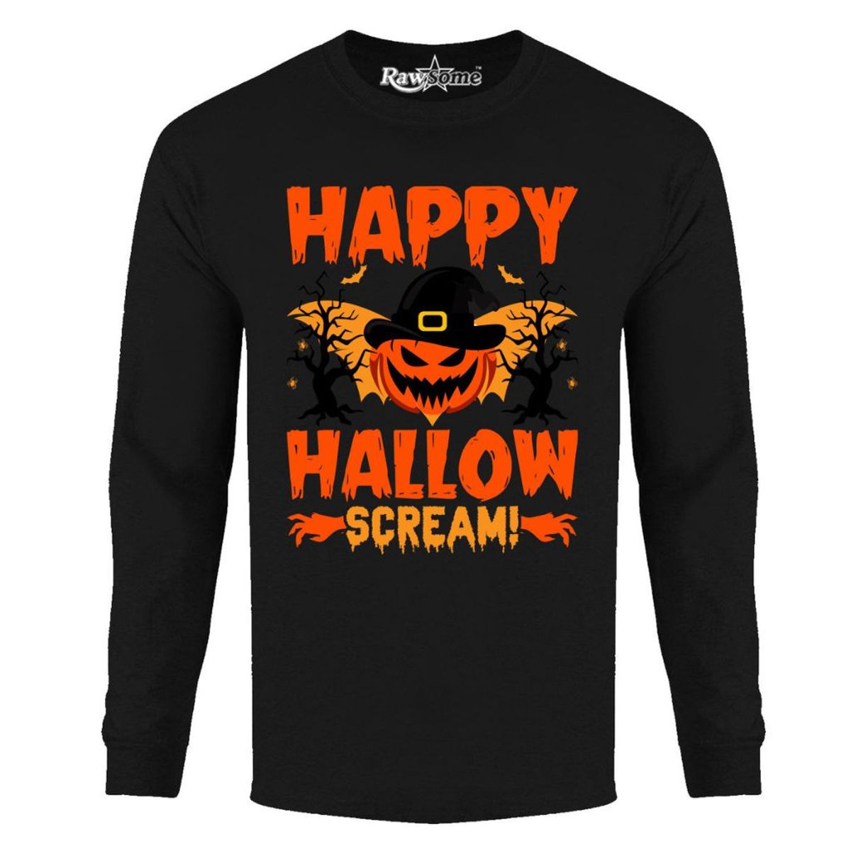 Men's Creepy Halloween Long Sleeve Shirt - Large - Happy Hallow Scream