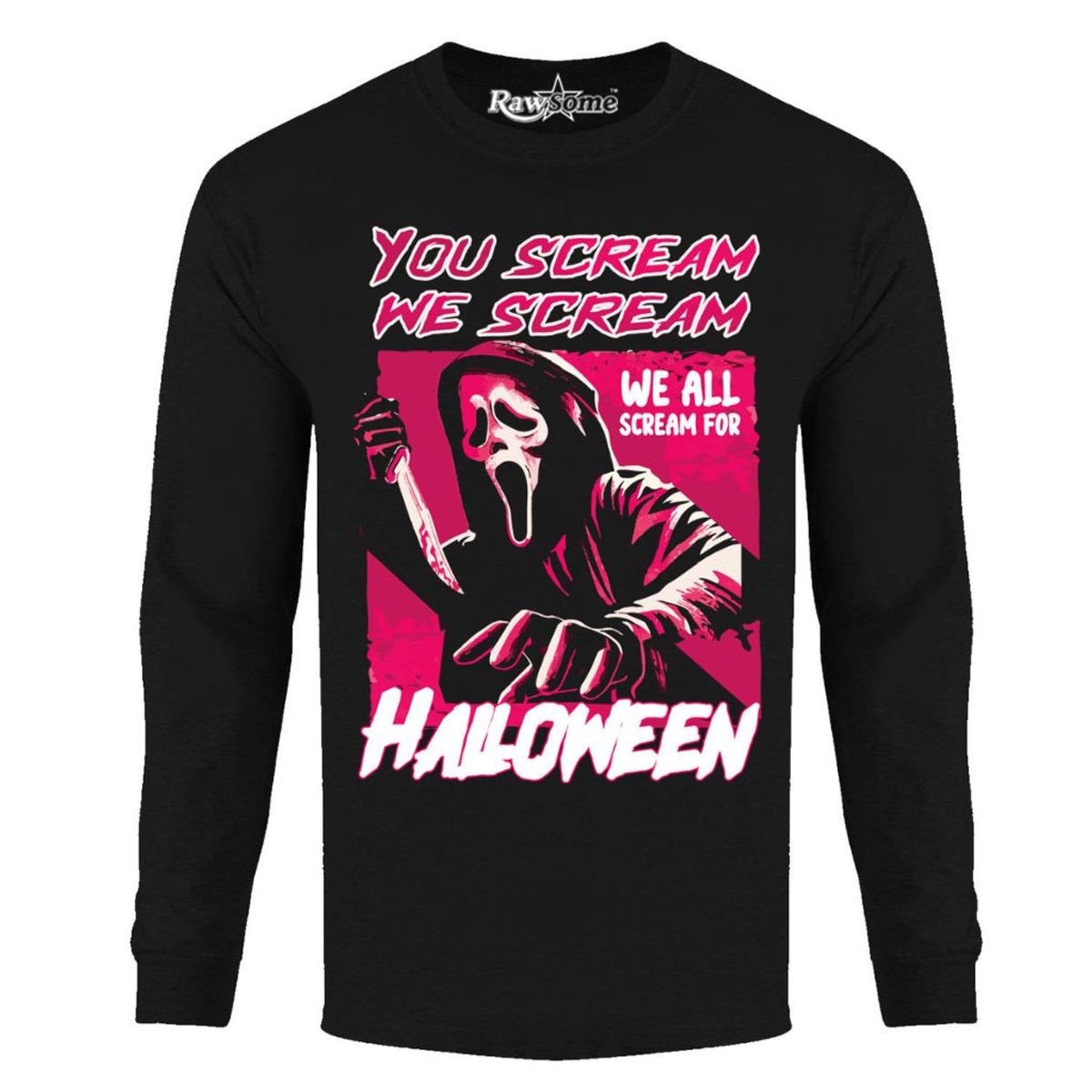 Men's Creepy Halloween Long Sleeve Shirt - Medium - You Scream We Scream