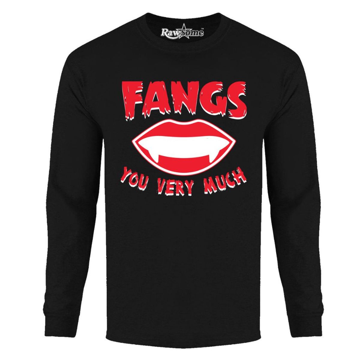 Men's Creepy Halloween Long Sleeve Shirt - 2X-Large - Fangs You Very Much