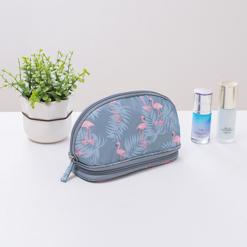 Portable Makeup Bag - Blue Flamingo