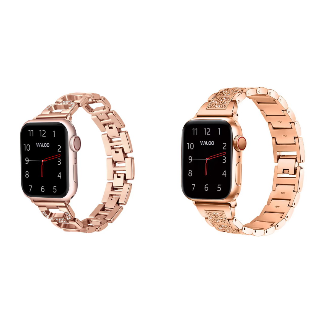 Diamond & Rhinestone Pattern Band for Apple Watch (2-Pack) - RhineStone Combo-42mmRoseGold/RoseGold