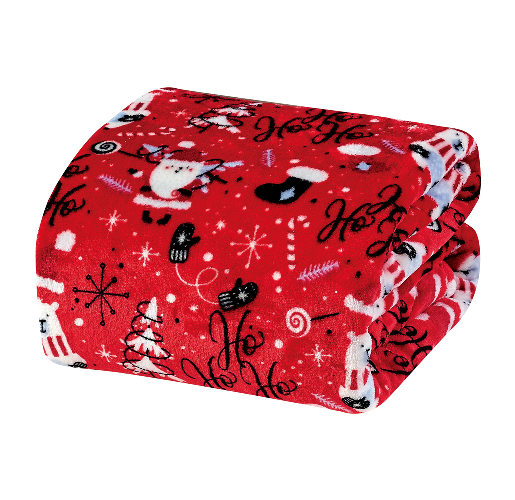 Noble House Soft Fleece Winter Holiday Throw Blanket - Red Santa