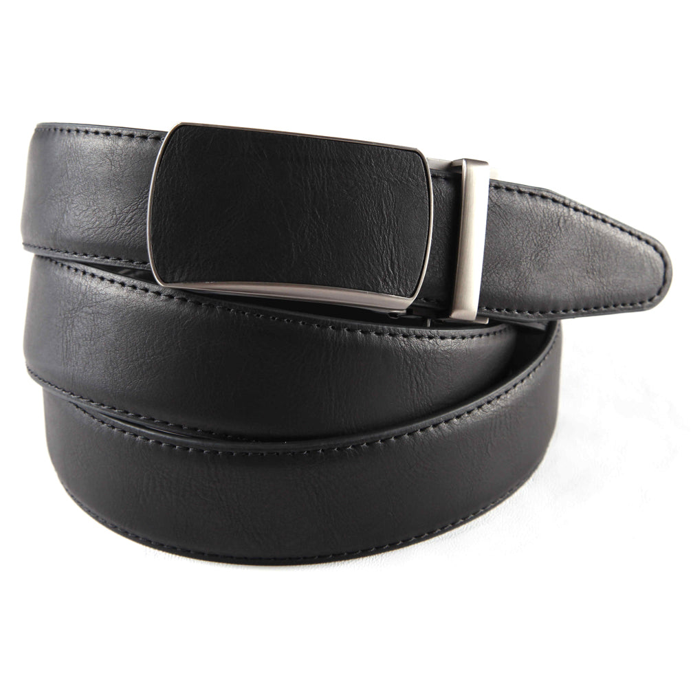 Men's Slide Ratchet Belt with Leather-Covered Buckle - BLACK / SMALL(32-34)