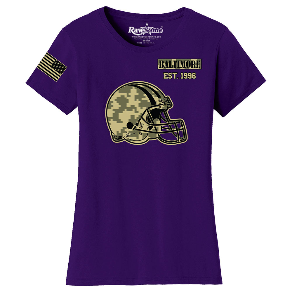 Women's Ultimate Camo Football Color T-Shirt - Baltimore - Purple / S