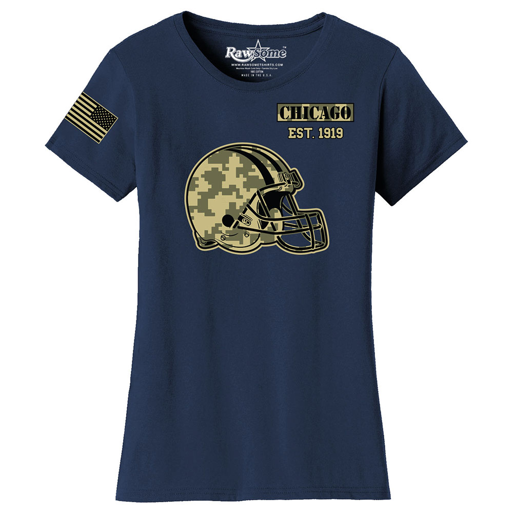 Women's Ultimate Camo Football Color T-Shirt - Chicago - Navy / S
