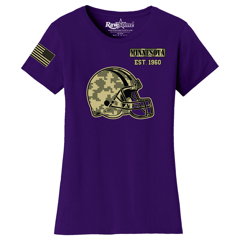 Women's Ultimate Camo Football Color T-Shirt - Minnesota - Purple / S
