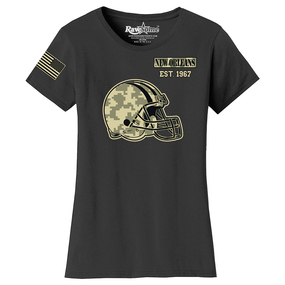 Women's Ultimate Camo Football Color T-Shirt - New Orleans - Black / S