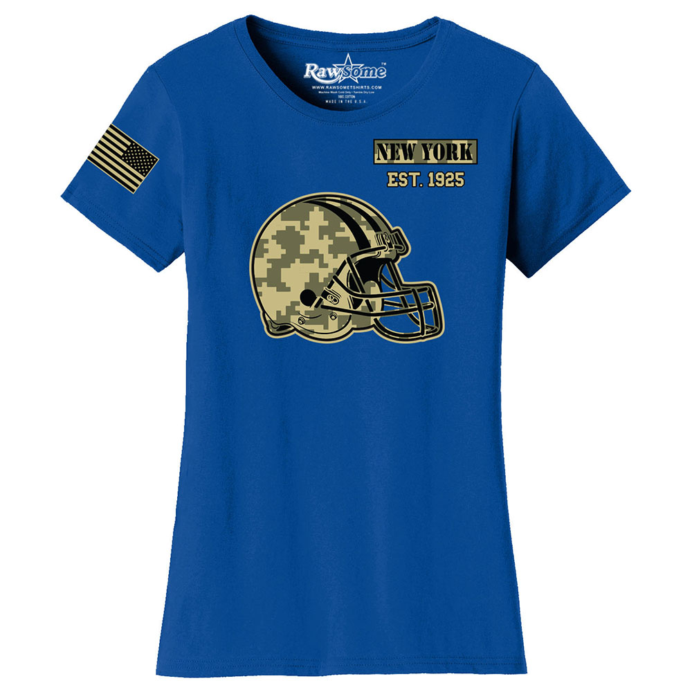 Women's Ultimate Camo Football Color T-Shirt - New York - Royal / S