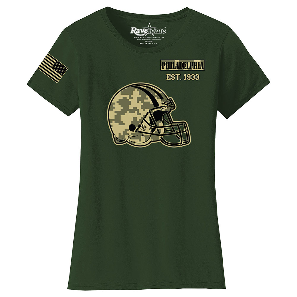 Women's Ultimate Camo Football Color T-Shirt - Philadelphia - F.Green / S