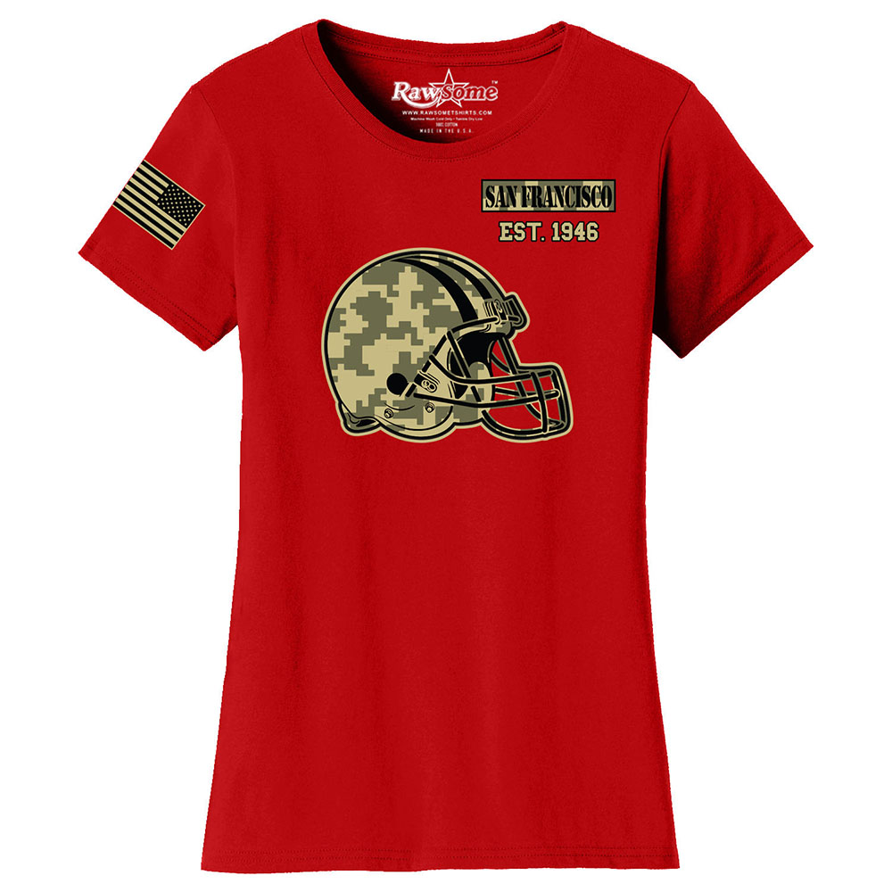 Women's Ultimate Camo Football Color T-Shirt - San Francisco - Red / S