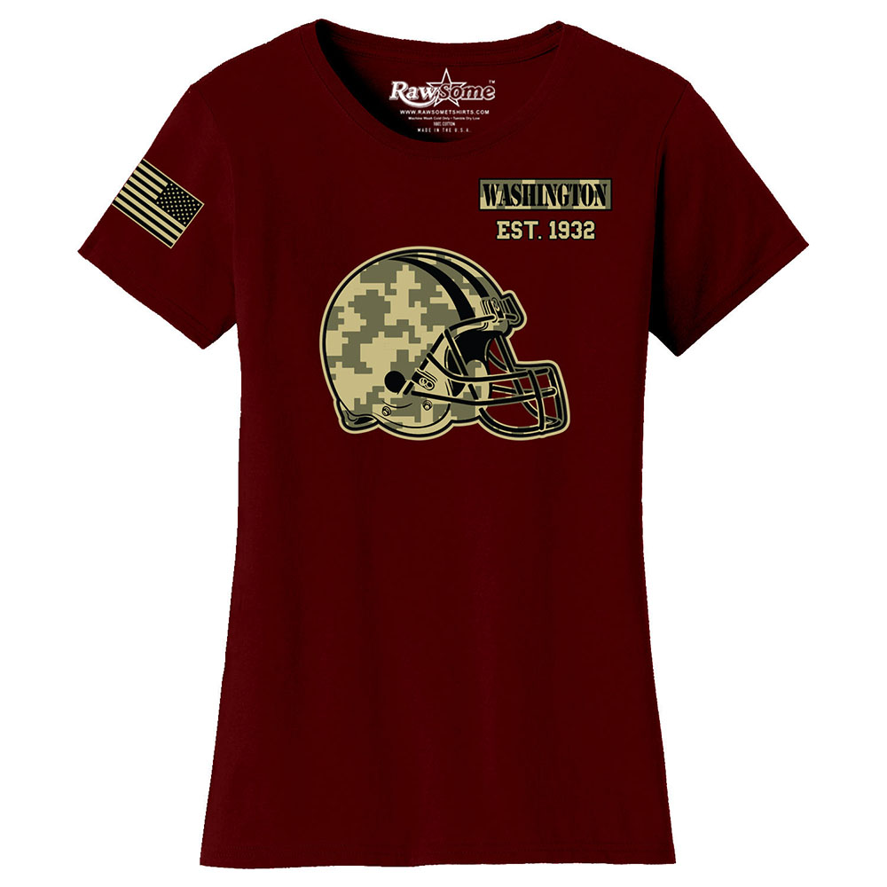 Women's Ultimate Camo Football Color T-Shirt - Washington - Burgundy / S