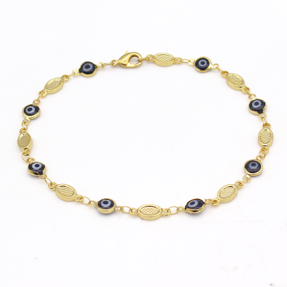 18K Gold-Plated High-Polish Finish Crystal Anklet - Mariner/Eye