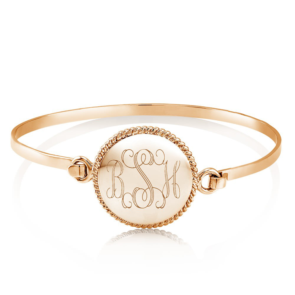 Personalized Braided Bangle - Rose