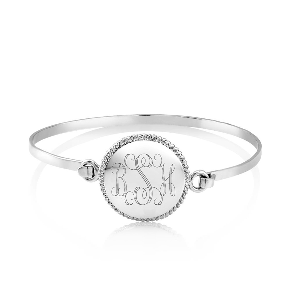 Personalized Braided Bangle - White