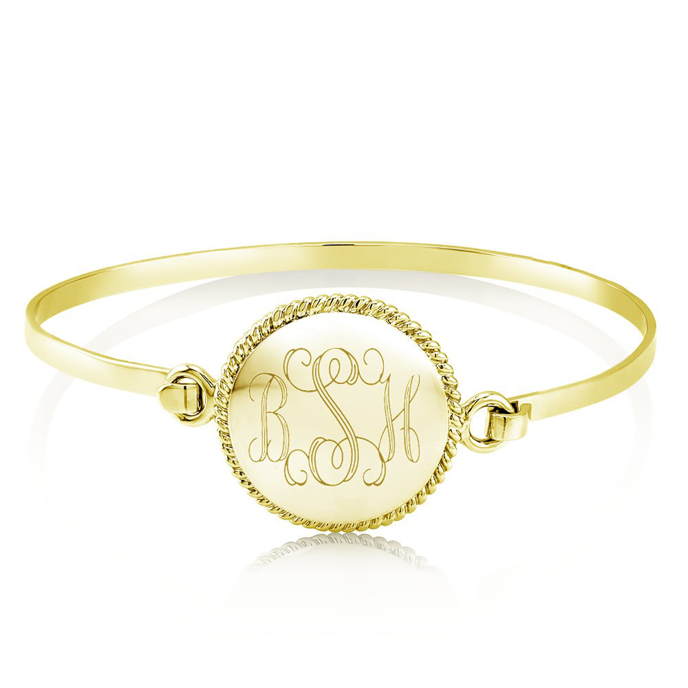 Personalized Braided Bangle - Yellow