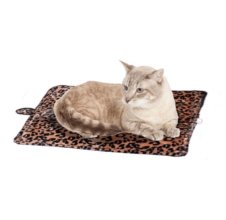 Purrfect Thermal Leopard Print Self-Heating Pet Bed - Brown Mat