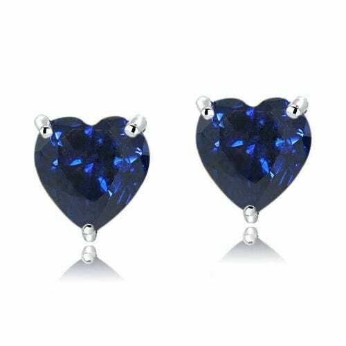 2.00CTTW Stunning Heart Stud Earrings - Heart Stud earrings blue