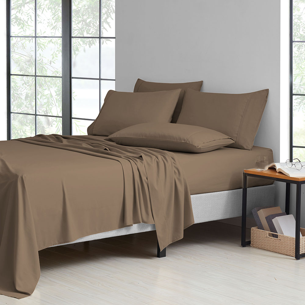 2,000-TC Bamboo Blend 6-Piece Sheet Set with Deep Pockets - Queen - Chocolate