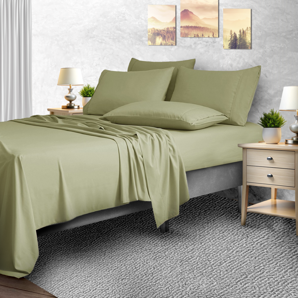 2,000-TC Bamboo Blend 6-Piece Sheet Set with Deep Pockets - King - Sage