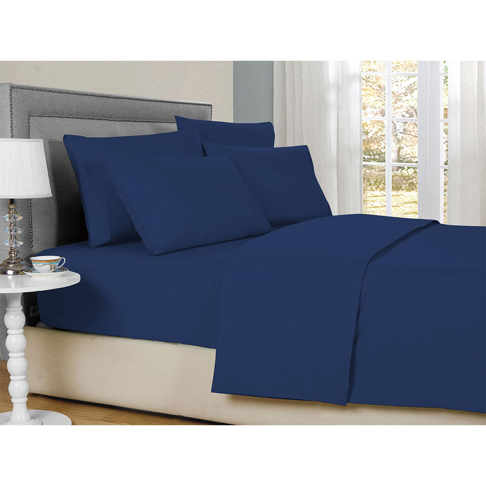 2,000-TC Bamboo Blend 6-Piece Sheet Set with Deep Pockets - King - Navy