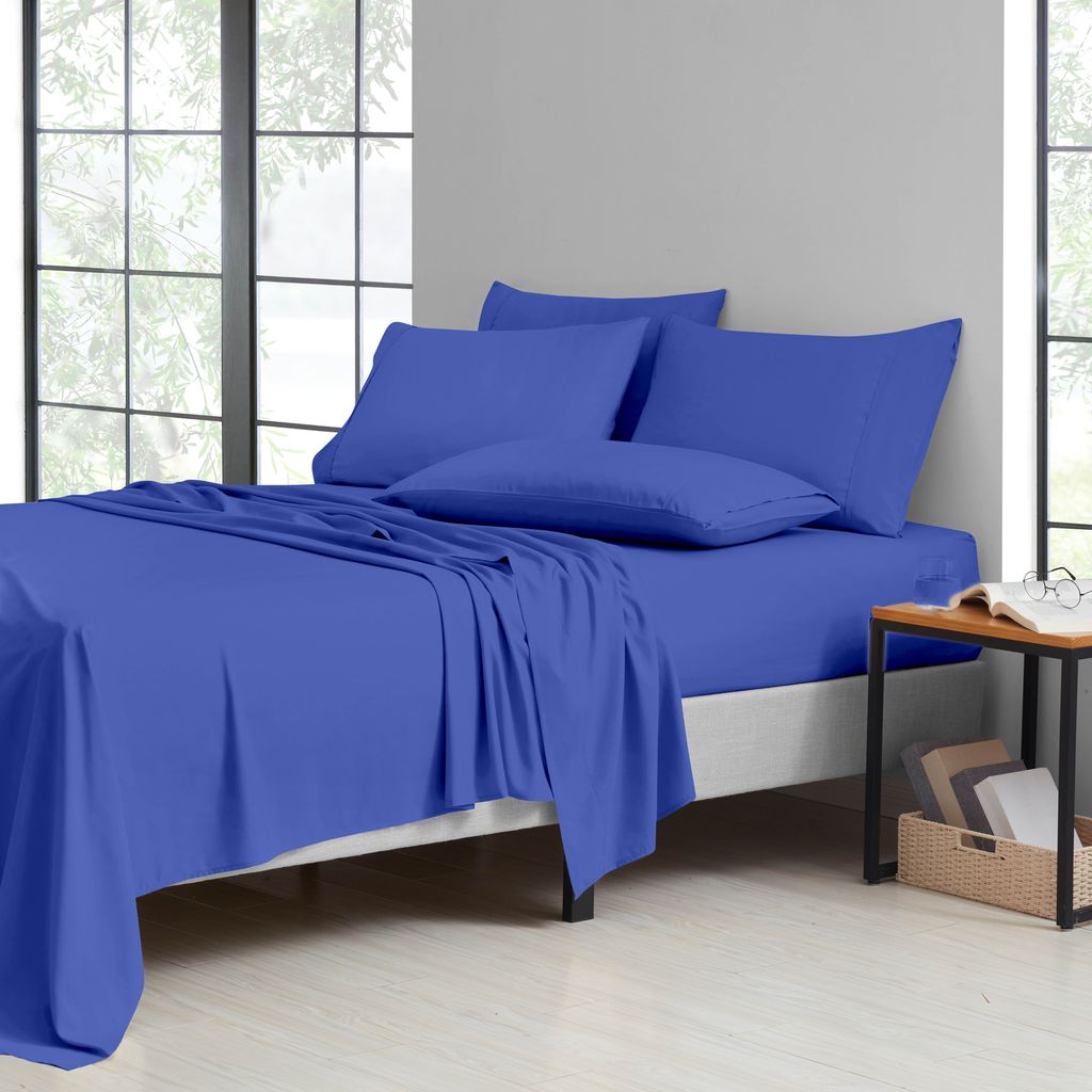 2,000-TC Bamboo Blend 6-Piece Sheet Set with Deep Pockets - King - Warm Blue