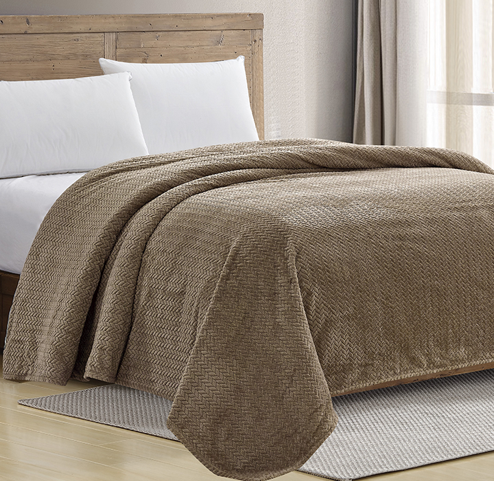 Sheradian Chevron Jacquard Braided Blanket - Twin - Taupe