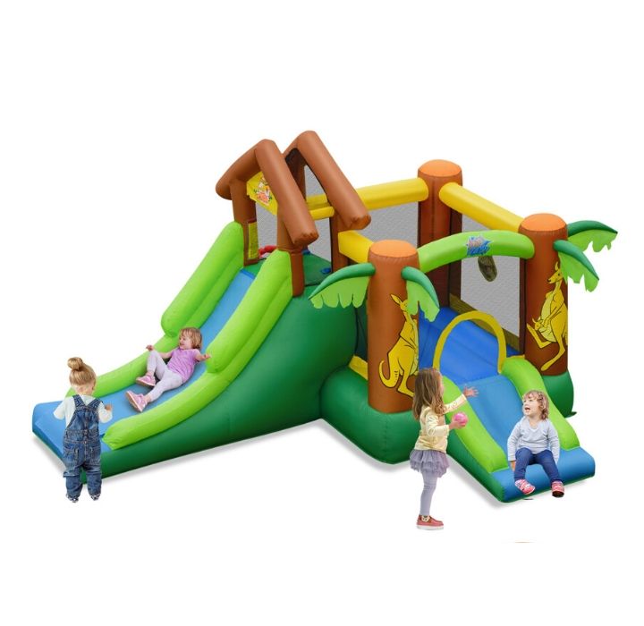 Inflatable Jungle Dual Slide Bounce House + Optional Blower - Without Blower