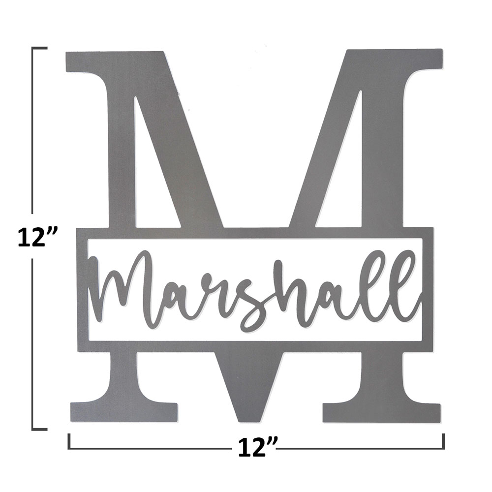 12- or 15-Inch Personalized Metal Family Monogram Last Name Sign - 12 inch Script Letter Monogram