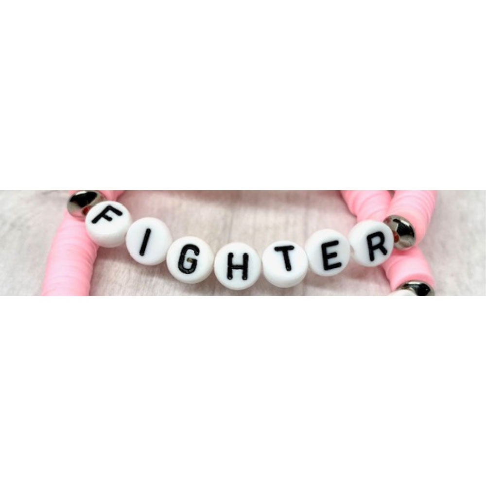 Custom Breast Cancer Heishi Word Bracelets - Fighter