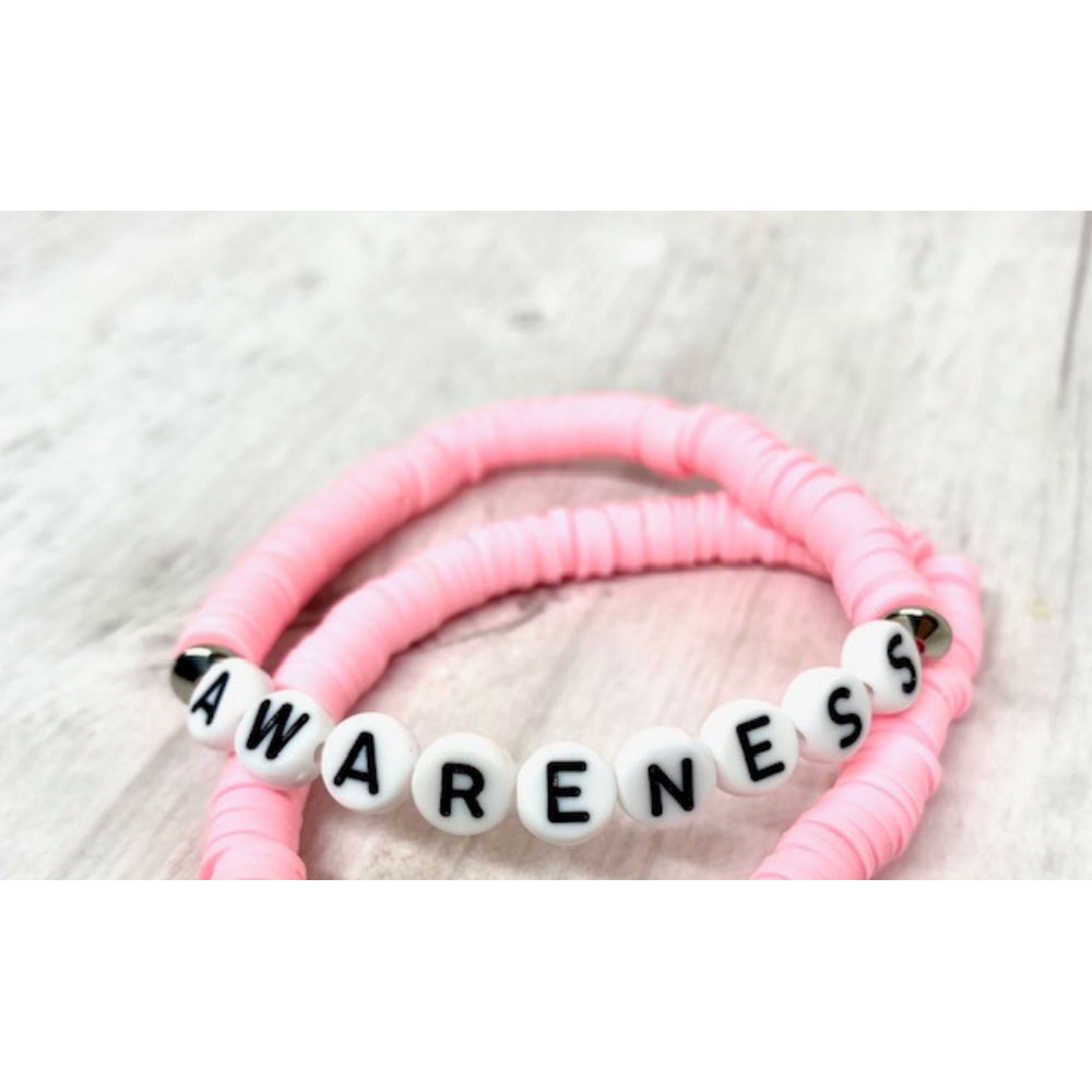 Custom Breast Cancer Heishi Word Bracelets - Awareness