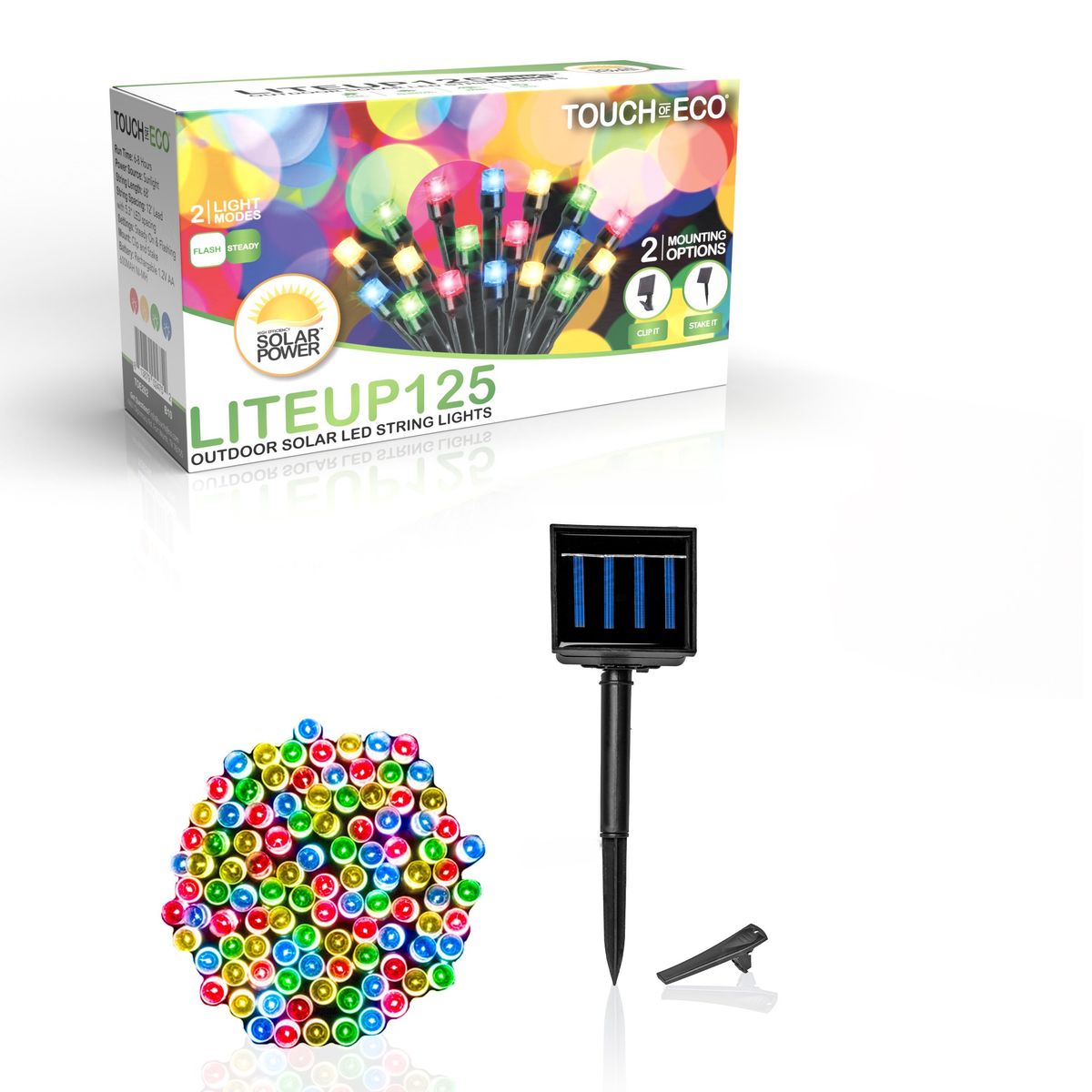 Multicolor Solar Powered LED String Light (1, 2, or 4-Pack) - Multicolor Solar String Light-1Pk
