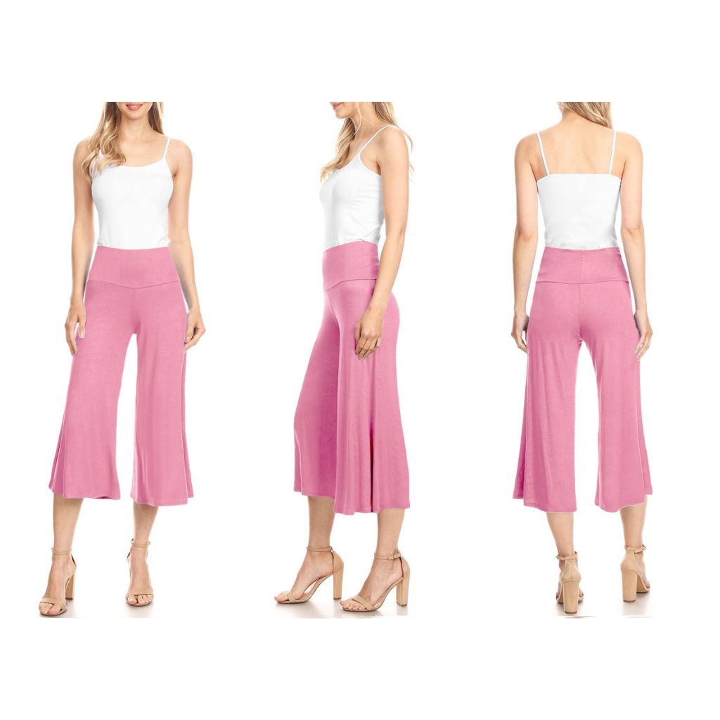 Cropped Wide-Leg Lounge Pants - 3X-Large - Pink