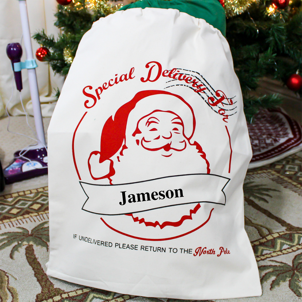 Personalized Santa's Mail Bag - Santa face
