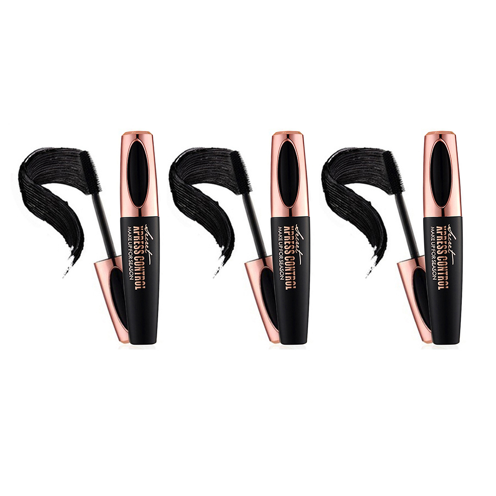 4D Silk Fiber Mascara for Longer Thicker Voluminous Eyelashes (3-Pack) - Black