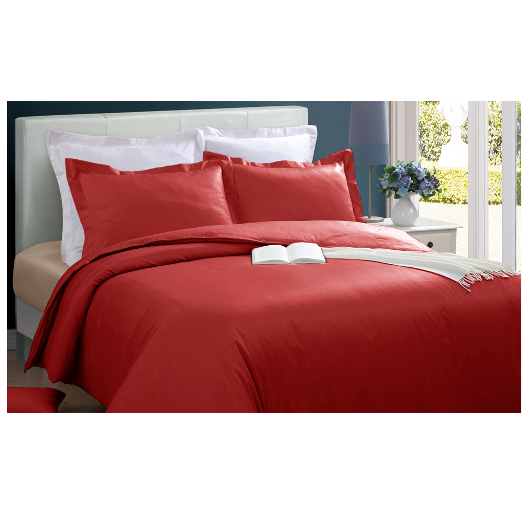 Oversized Cotton 3-Piece Duvet Cover Set - Twin - Burgundy
