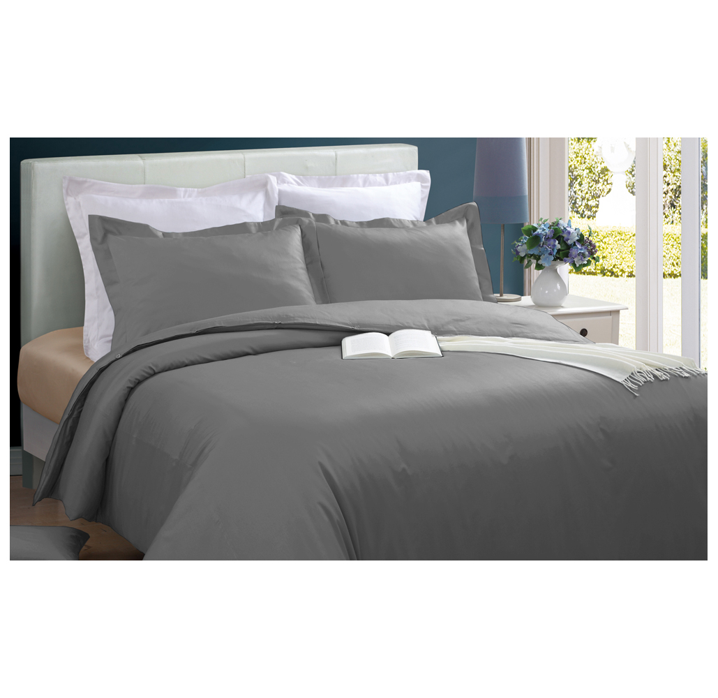 Oversized Cotton 3-Piece Duvet Cover Set - Twin - Platinum