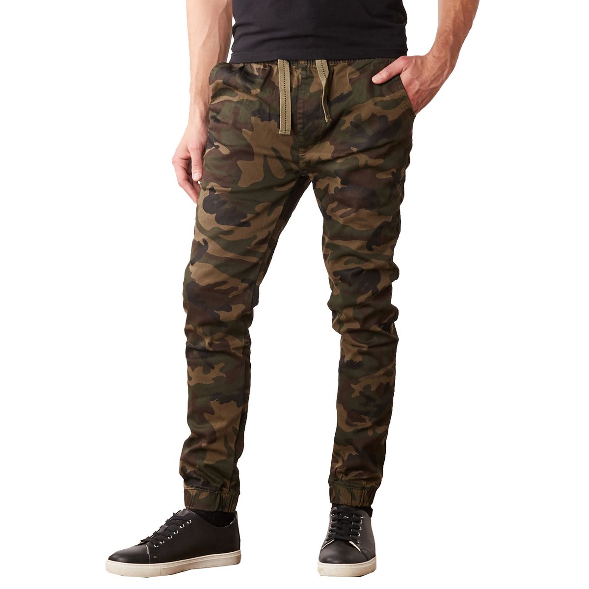 Men's Modern Cotton Stretch Twill Slim Fit Joggers - Woodland - Small