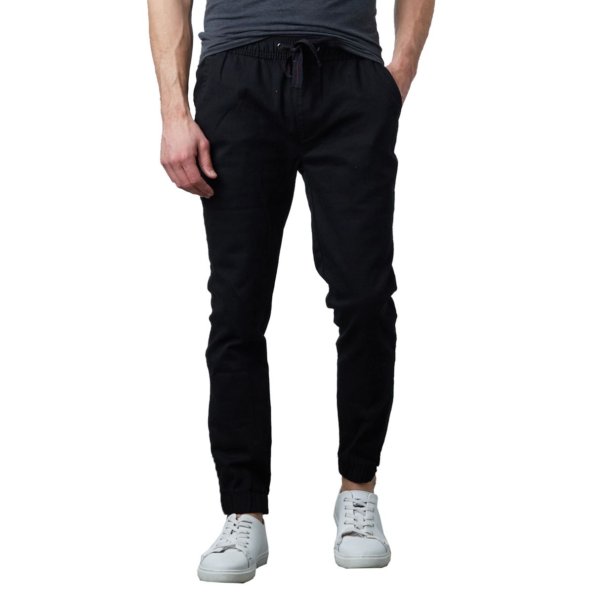 Men's Modern Cotton Stretch Twill Slim Fit Joggers - Black - Large