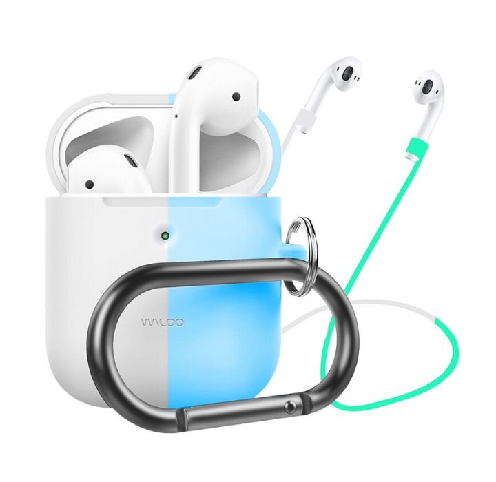 Premium Silicone Case Cover and Strap for AirPods 1 & 2 - Glow in the Dark