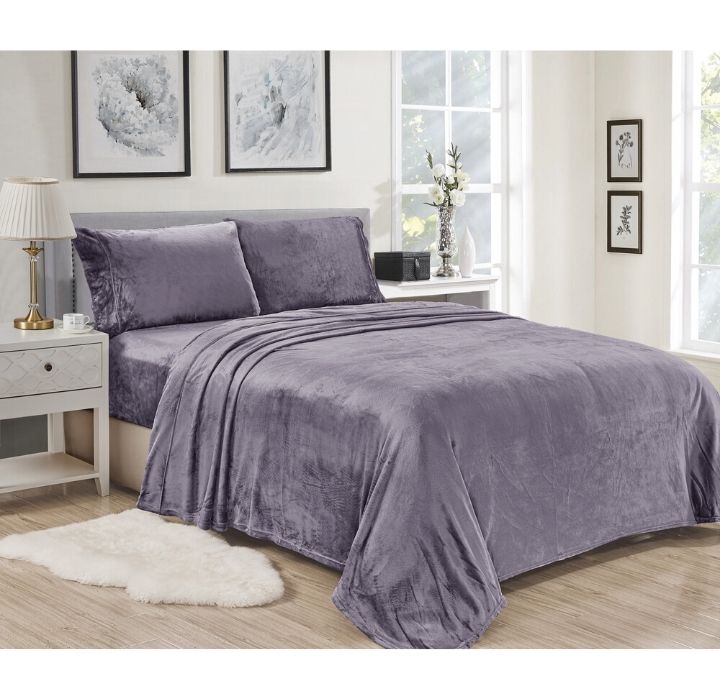 Noble House Lavana Microplush Fitted Sheet/Pillowcase Set - Twin - Lavender