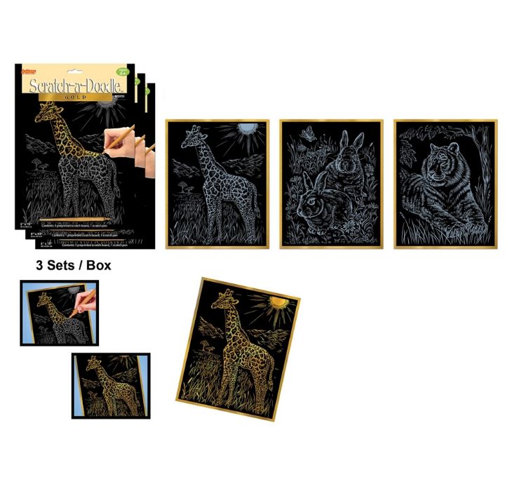 ArtLover® Scratch-a-Doodle Art Kits (Set of 3) - Gold Set 1