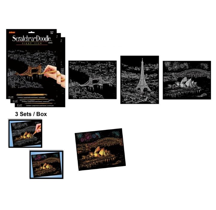 ArtLover® Scratch-a-Doodle Art Kits (Set of 3) - Night View