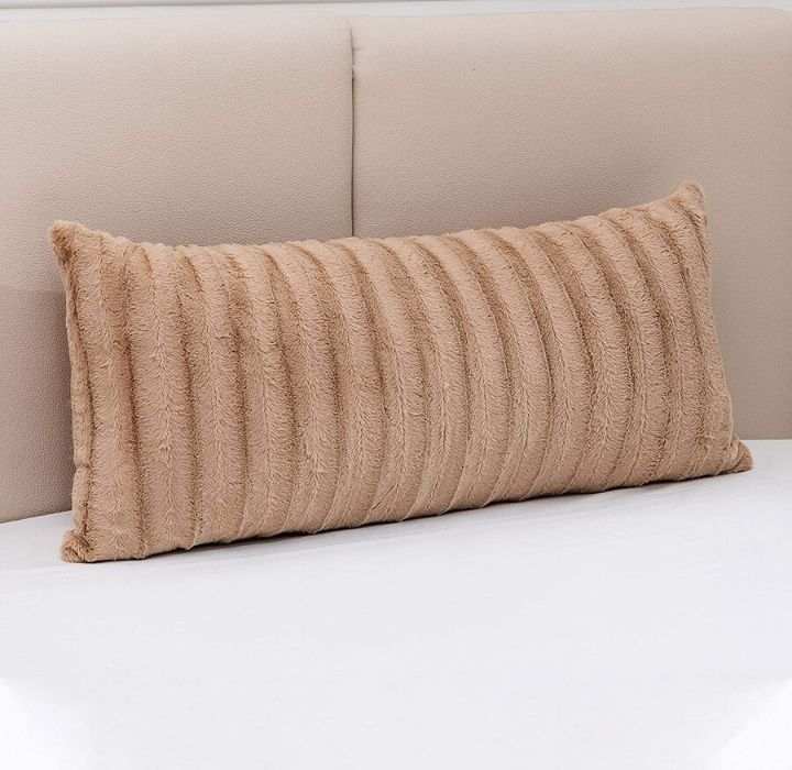 Faux Fur 18" x 40" Decorative Throw Pillow - Sand