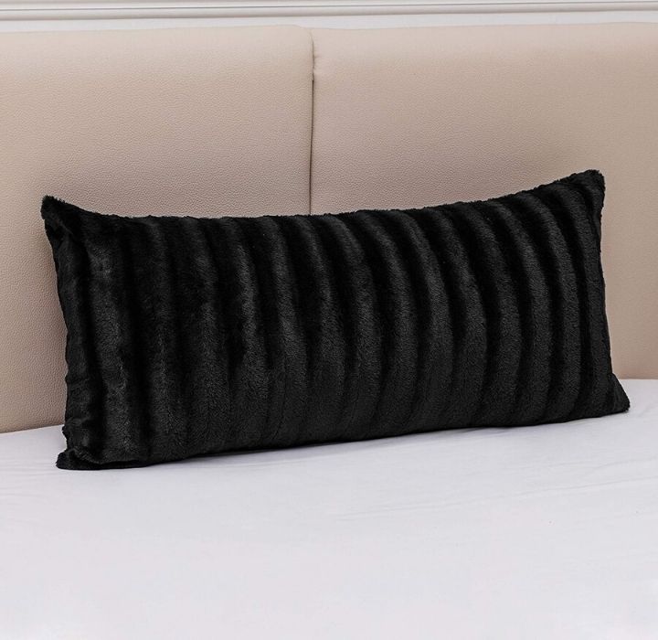 Faux Fur 18" x 40" Decorative Throw Pillow - Black
