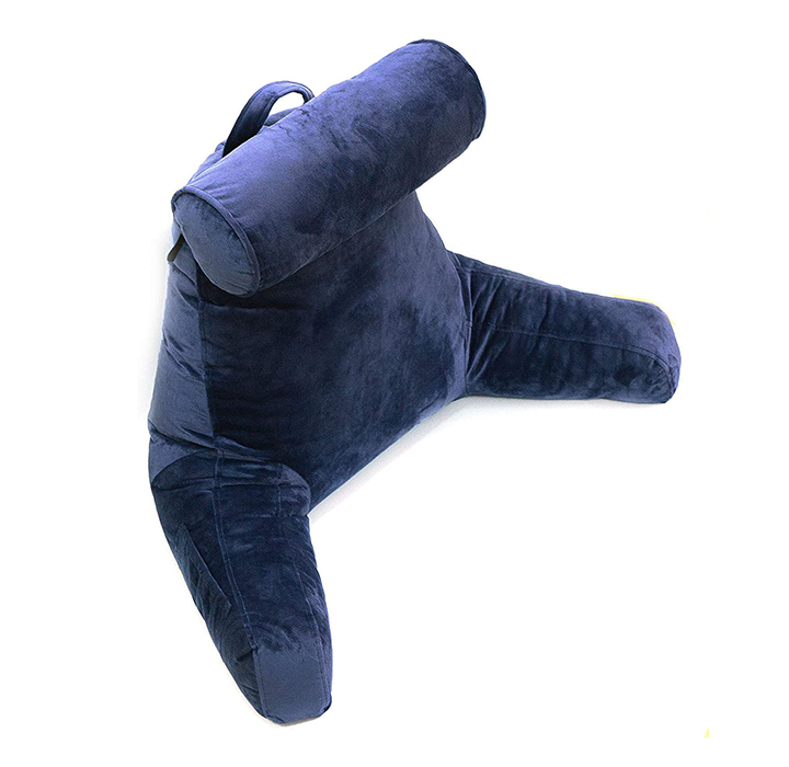 Backrest TV & Reading Pillow with Detachable Neck Bolster - Navy