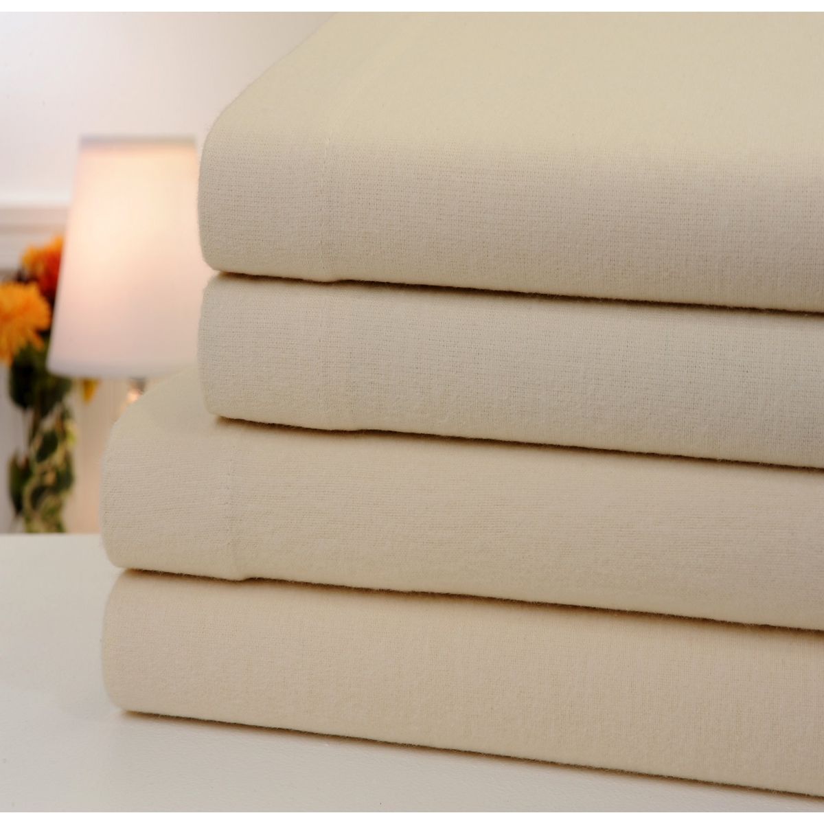 Bibb Home® 100% Cotton Solid 4-Piece Flannel Sheet Set - Twin - Beige