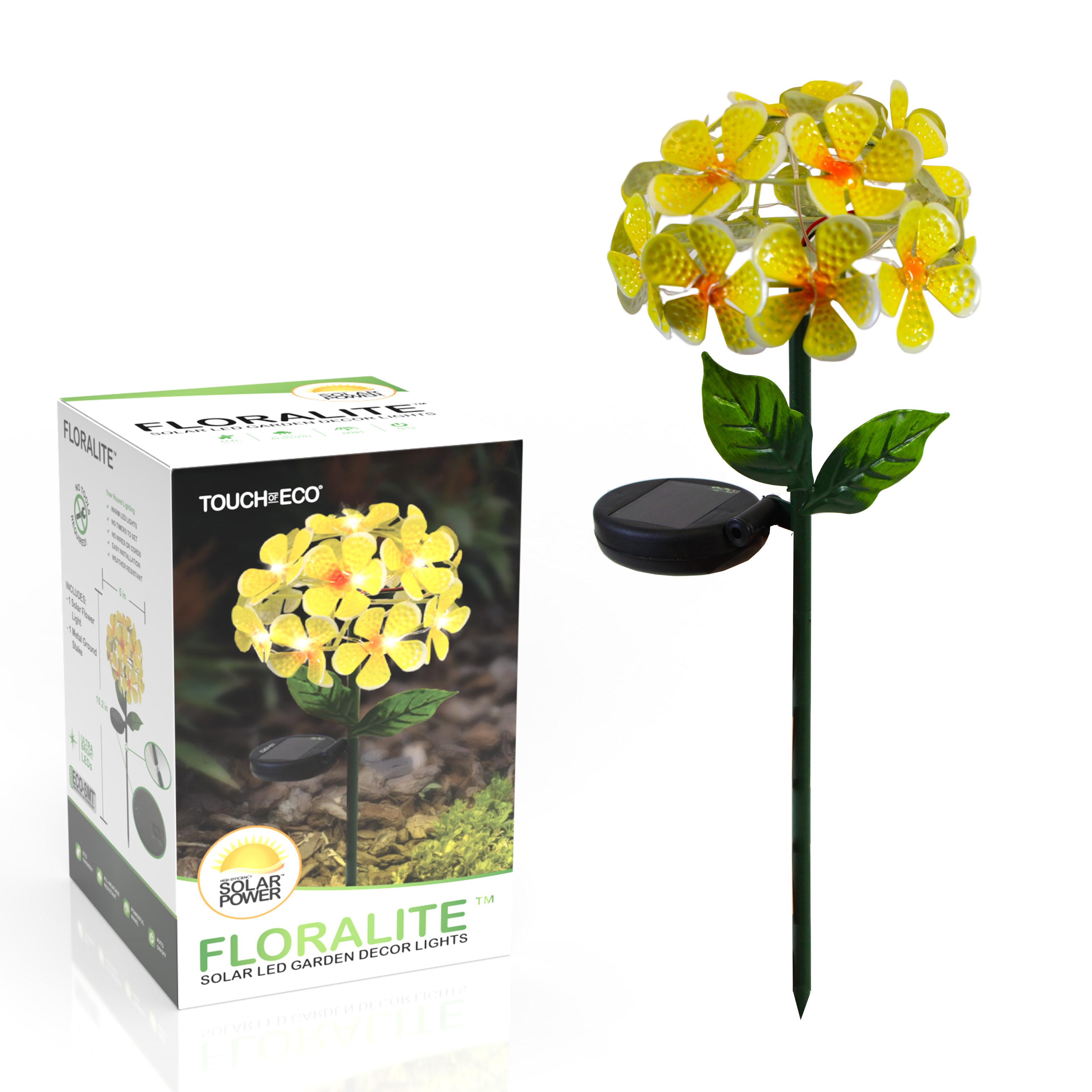 FLORALITES: Solar LED Metal Flower Décor Stake Light (1- to 3-Pack) - Floralite - Yellow - Single Unit