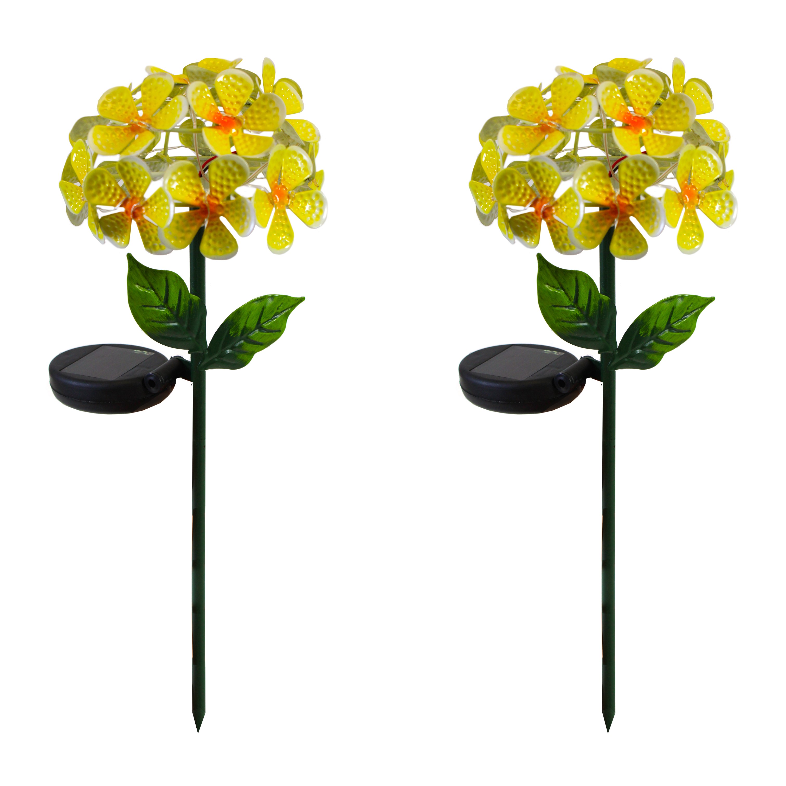 FLORALITES: Solar LED Metal Flower Décor Stake Light (1- to 3-Pack) - Floralite - Yellow - 2 Units
