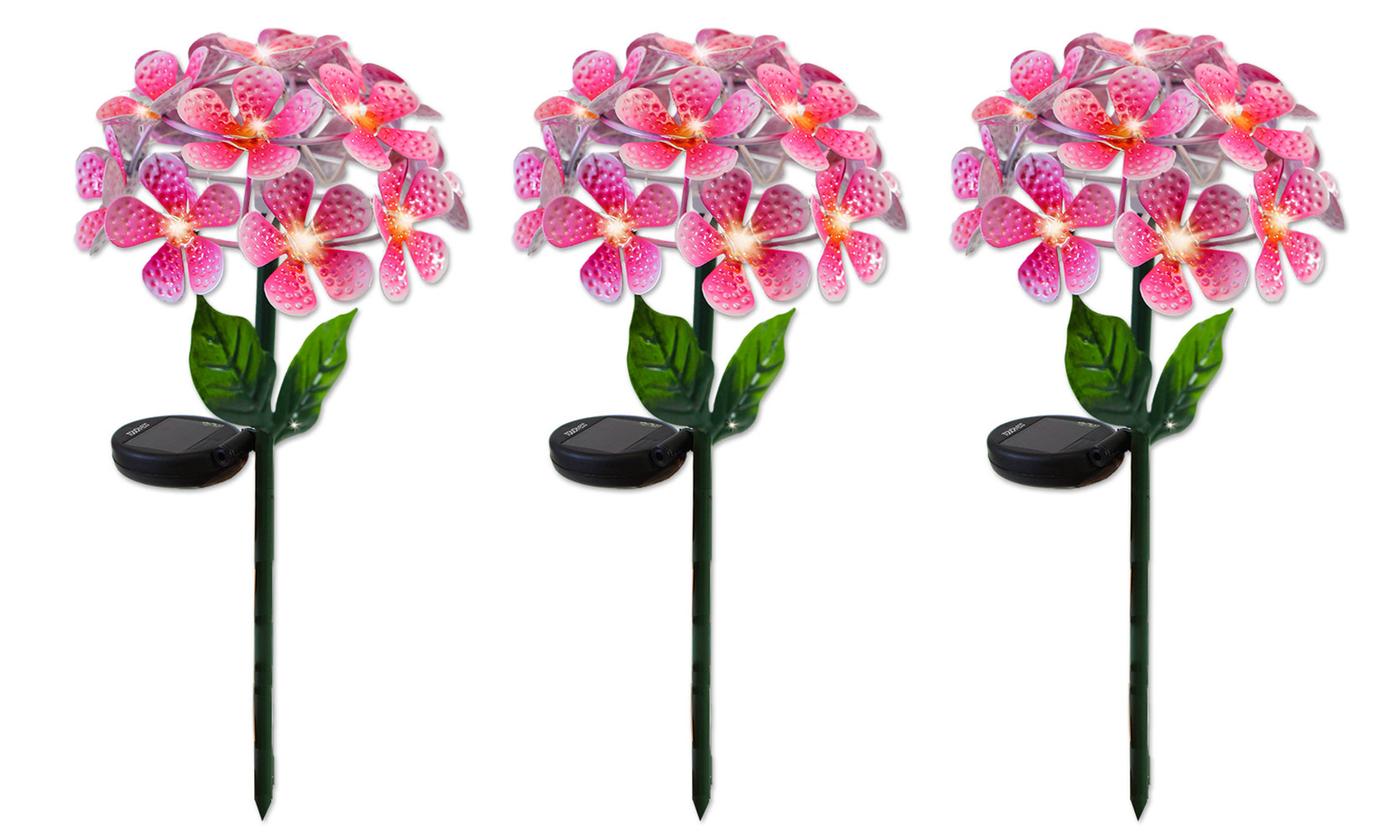 FLORALITES: Solar LED Metal Flower Décor Stake Light (1- to 3-Pack) - Floralite - Pink - 3 Units
